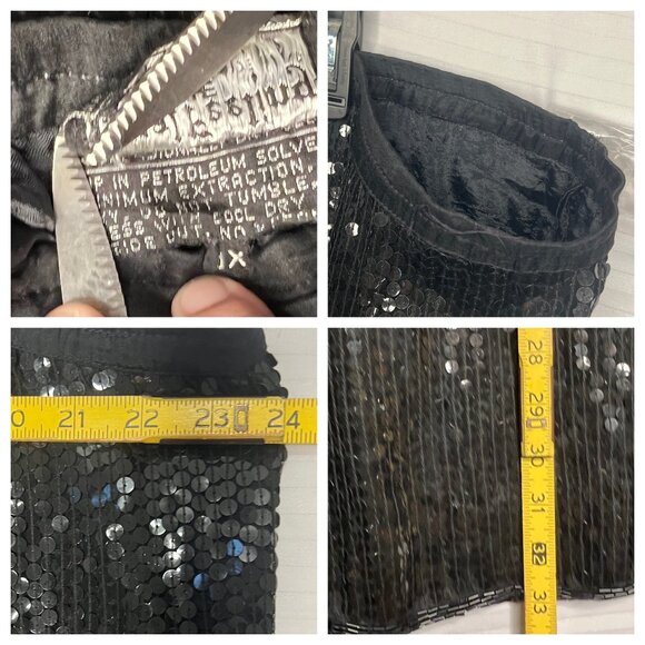 Black Fully Sequin Pencil Skirt 1X Elegant Partywear Midi Silk Loose Elastic - Picture 11 of 16